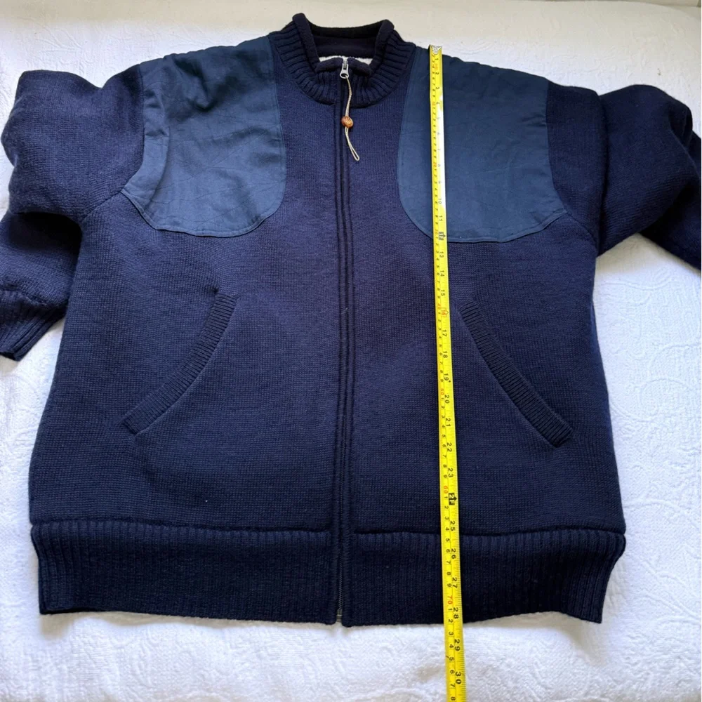 BERETTA Men’s Navy Wool JacketNWOT Sherpa LinenFull Zip Sweater Coat Large - Picture 9 of 17
